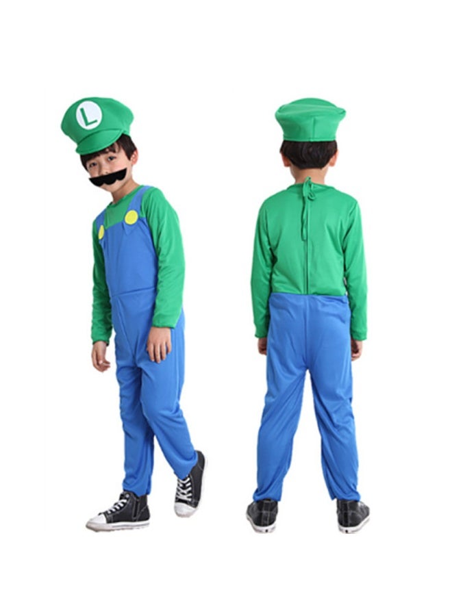 Super Brothers Cosplay Kids Costume Mario Cosplay Jumpsuit Plumber Costume with Hat Mustache Role Playing costumes (Adult Version - Green) - Image 5
