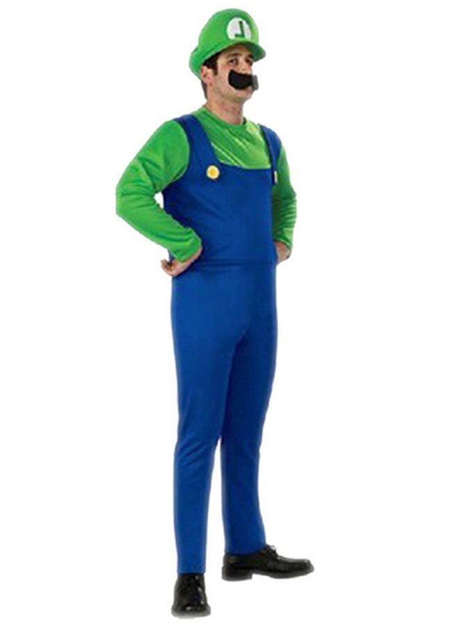 Super Brothers Cosplay Kids Costume Mario Cosplay Jumpsuit Plumber Costume with Hat Mustache Role Playing costumes (Adult Version - Green) - Image 3