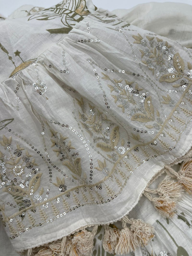 Antica Sartoria White & Gold Dress - Image 2