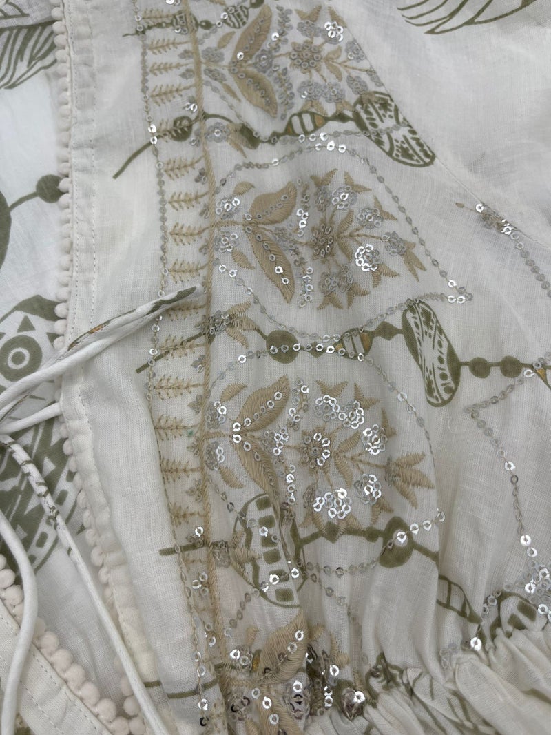 Antica Sartoria White & Gold Dress - Image 4