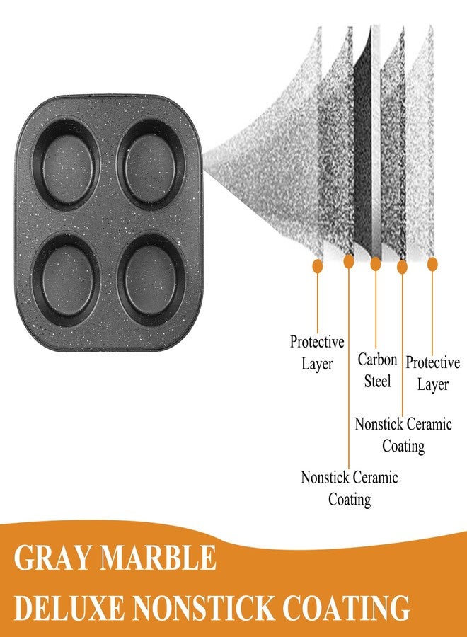 Walooza 4 Cup Muffin Pan 2 Pack, Nonstick Mini Muffin Tin for Air Fryer, 1.18In Deep Cupcake Baking Pan for Frittatas, Tarts, Brownies - Image 4