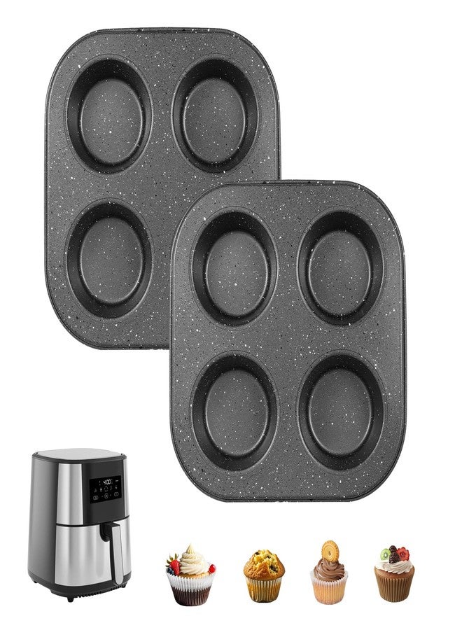 Walooza 4 Cup Muffin Pan 2 Pack, Nonstick Mini Muffin Tin for Air Fryer, 1.18In Deep Cupcake Baking Pan for Frittatas, Tarts, Brownies - Image 1