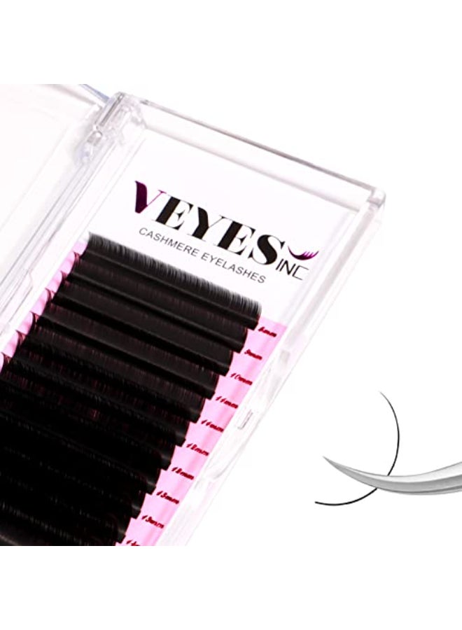 VEYES INC Cashmere Volume Lash Extensions C CC D DD LD L B J M Curl 003020 thickness 525mm Super Matte Black Individual Eyelashes Tray Professional Supplies for Lash Techs 003 C 12mm