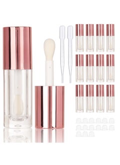 14pcs Empty 6ml big doe foot wand Chunky lip gloss tubes for DIY lipgloss,Pink round lipgloss containers tubes with thick wand (Rose gold)