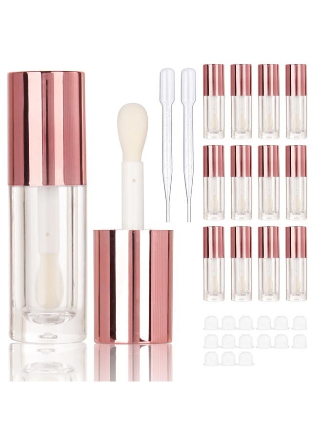 COSIDEA - 14pcs Empty 6ml big doe foot wand Chunky lip gloss tubes for DIY lipgloss,Pink round lipgloss containers tubes with thick wand (Rose gold) - Image 1