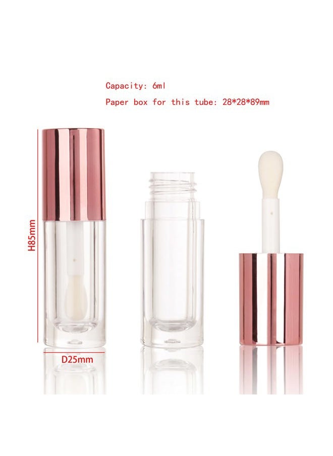COSIDEA - 14pcs Empty 6ml big doe foot wand Chunky lip gloss tubes for DIY lipgloss,Pink round lipgloss containers tubes with thick wand (Rose gold) - Image 1
