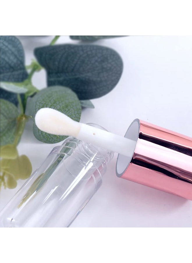 COSIDEA - 14pcs Empty 6ml big doe foot wand Chunky lip gloss tubes for DIY lipgloss,Pink round lipgloss containers tubes with thick wand (Rose gold) - Image 1