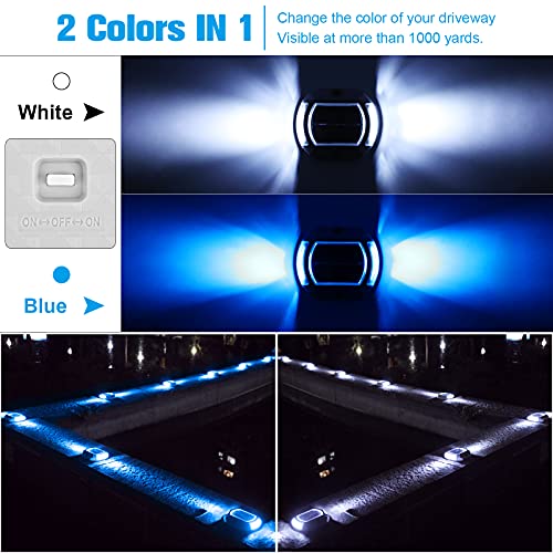 VOLISUN Solar Driveway Lights Dock Deck Lights 12 Pack,2 Colors in 1, LED Solar Powered Waterproof Outdoor Warning Step Light for Driveway Sidewalk Pathway (2 Colors Lighting,White/Blue) - Image 2