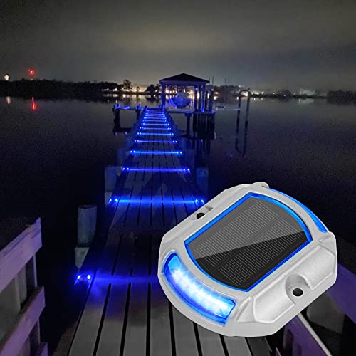 VOLISUN Solar Driveway Lights Dock Deck Lights 12 Pack,2 Colors in 1, LED Solar Powered Waterproof Outdoor Warning Step Light for Driveway Sidewalk Pathway (2 Colors Lighting,White/Blue) - Image 1