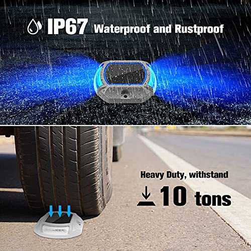 VOLISUN Solar Driveway Lights Dock Deck Lights 12 Pack,2 Colors in 1, LED Solar Powered Waterproof Outdoor Warning Step Light for Driveway Sidewalk Pathway (2 Colors Lighting,White/Blue) - Image 5