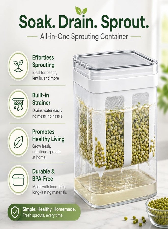 Diablos Sprout Maker for Kitchen, 950 ml - Seed Sprouter Box for Mung Beans, Lentils, Chana and Microgreens, Built In Strainer Airtight Lid, BPA Free Sprouts Maker - Image 2