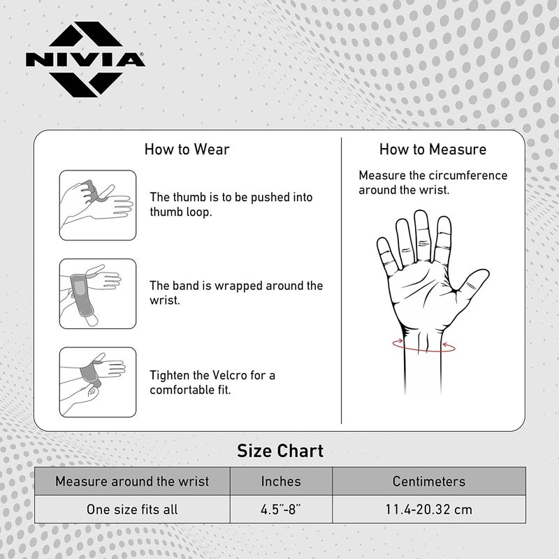 Nivia Wrist Support with Thumb Loop & Adjustable Velcro Strap for Men & Women, Compression Band for Gym, Fitness, Weightlifting & Sports Injury Protection (Black/Grey), Available In Pair - Image 5