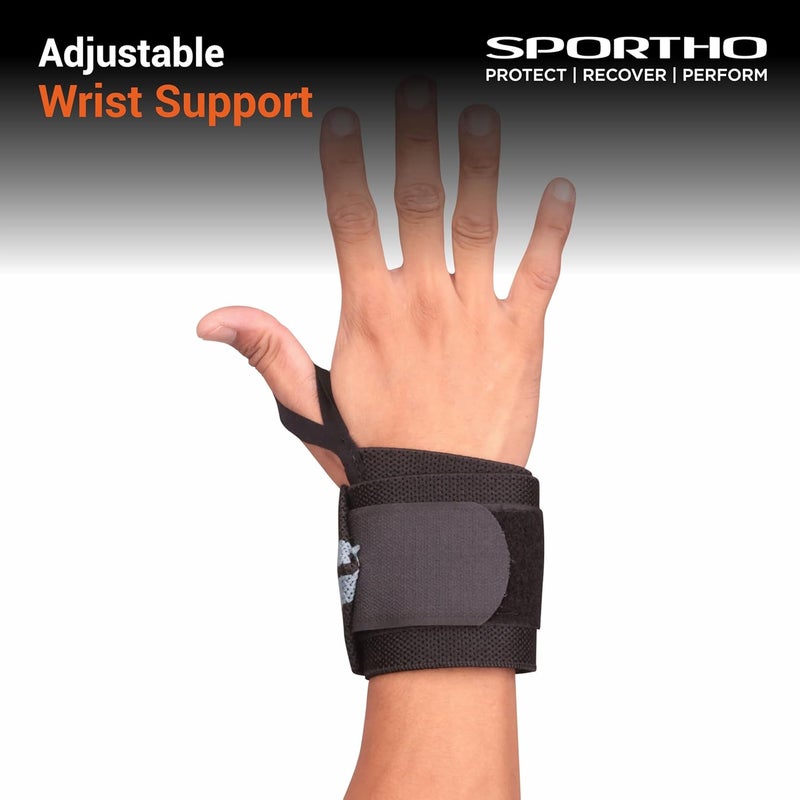 Nivia Wrist Support with Thumb Loop & Adjustable Velcro Strap for Men & Women, Compression Band for Gym, Fitness, Weightlifting & Sports Injury Protection (Black/Grey), Available In Pair - Image 2
