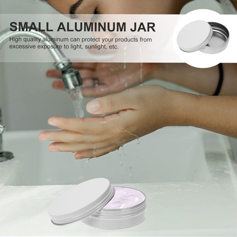 Screw-Top Cosmetic Containers: Silver Aluminum Small Cosmetic Jars - Lip Balm Cream Containers for Personal Craft Storage - Image 4