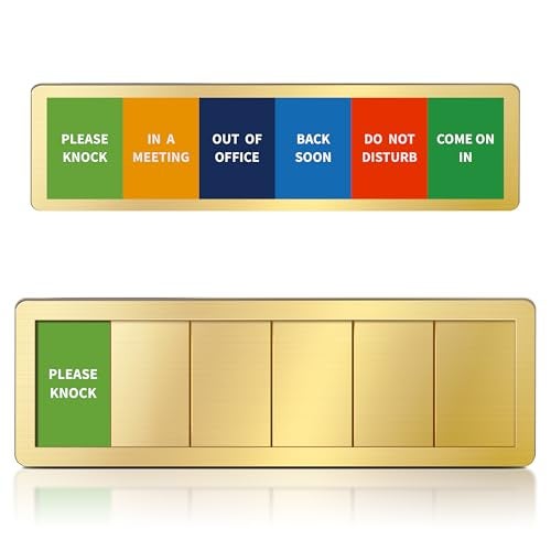 EliteSign Office Door Signs -6 Options Do Not Disturb, In A Meeting, Out Of Office, Come In, Back Soon, Please Knock,Privacy Door Slider Sign for Meeting & Conference Room Brushed Gold - Image 1