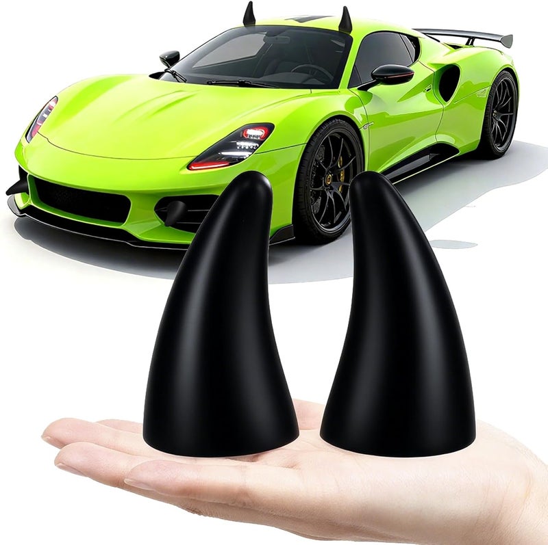 folconroad Car Auto Truck Elasticity 3D Devil Horns Sticker Bumper Decor Anti Collision [BLACK] 2Pcs/Set[US Warehouse] Halloween Christmas Gift (Black) - Image 1