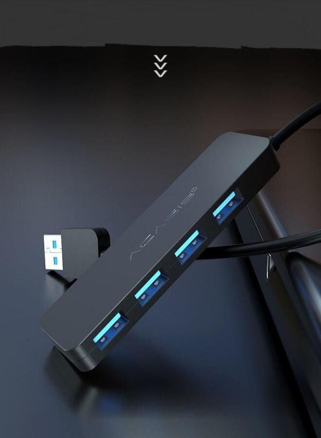 Acasis 4-Port USB 3.0 Hub, Ultra-Slim Data USB Hub with 60 cm Extended Cable for MacBook, Mac Pro, Mac mini, iMac, Surface Pro, XPS, PC, Flash Drive, Mobile HDD Black - Image 5