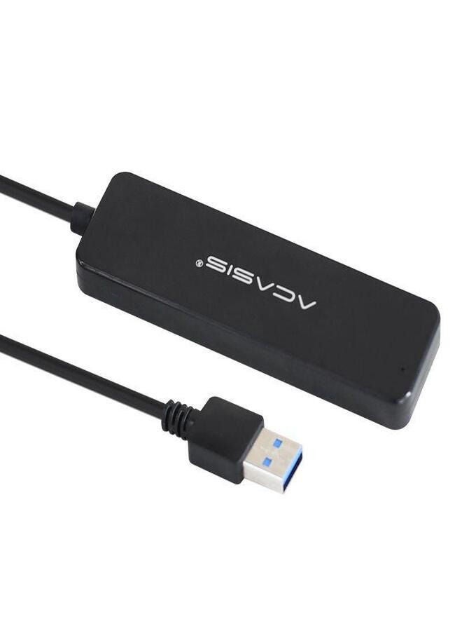 Acasis 4-Port USB 3.0 Hub, Ultra-Slim Data USB Hub with 60 cm Extended Cable for MacBook, Mac Pro, Mac mini, iMac, Surface Pro, XPS, PC, Flash Drive, Mobile HDD Black - Image 1