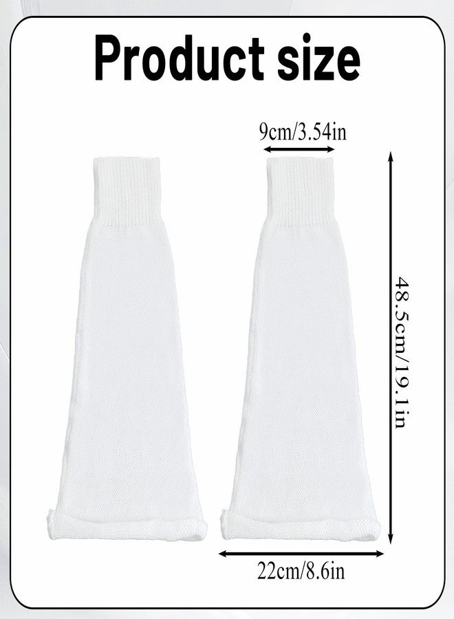 Telooco Leg Warmers for Women Y2K Harajuku Knit Leg Warmers Cute Lolita Legwarmers Gyaru Goth Accessories Fall Winter Halloween Gifts (White) - Image 2