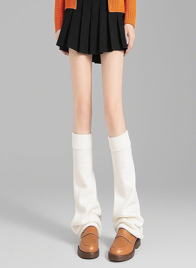 Telooco Leg Warmers for Women Y2K Harajuku Knit Leg Warmers Cute Lolita Legwarmers Gyaru Goth Accessories Fall Winter Halloween Gifts (White) - Image 3
