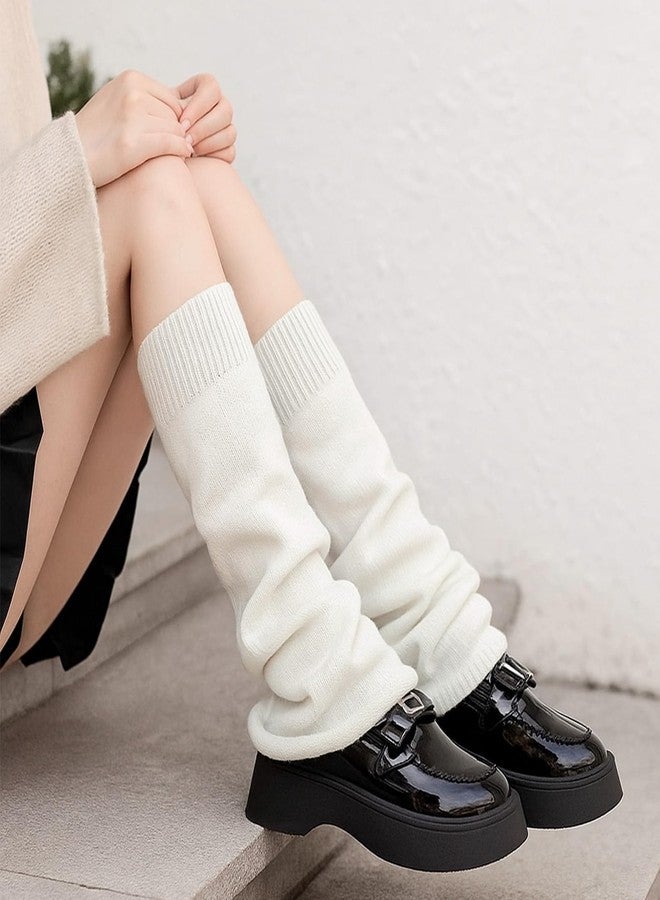 Telooco Leg Warmers for Women Y2K Harajuku Knit Leg Warmers Cute Lolita Legwarmers Gyaru Goth Accessories Fall Winter Halloween Gifts (White) - Image 4