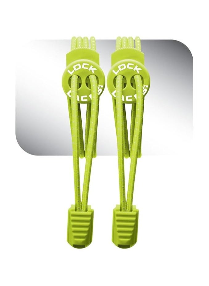 LOCK LACES Lock Laces - Elastic No Tie Shoelaces, One Size Fits All, for Kids and Adults, Elastic No Tie Shoe Laces Green Apple 