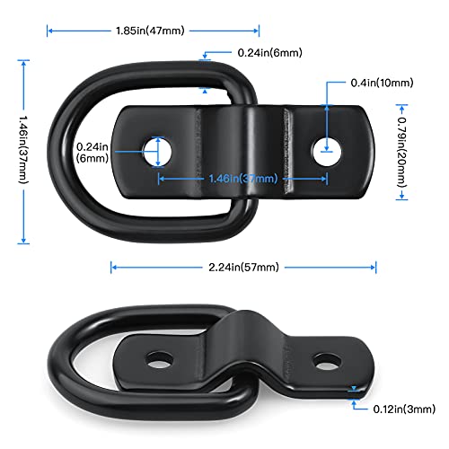 EXCELFU 12 Pack D-Ring Tie Downs, 1/4" Anchor Lashing Ring for Loads on Trailers Trucks RV Campers Vans ATV SUV Boats Motorcycles etc Vehicles, Heavy Duty Tie Down Ring with Mounting Bracket - Image 2