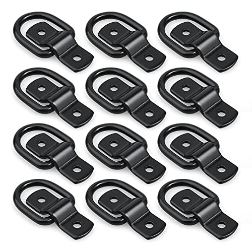 EXCELFU 12 Pack D-Ring Tie Downs, 1/4" Anchor Lashing Ring for Loads on Trailers Trucks RV Campers Vans ATV SUV Boats Motorcycles etc Vehicles, Heavy Duty Tie Down Ring with Mounting Bracket - Image 1