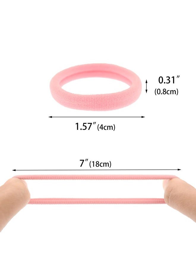 PIDOUDOU 100 Pack Seamless Hair Ties for Women Girls Ponytail Holders for Thick Hair (light pink) - Image 4