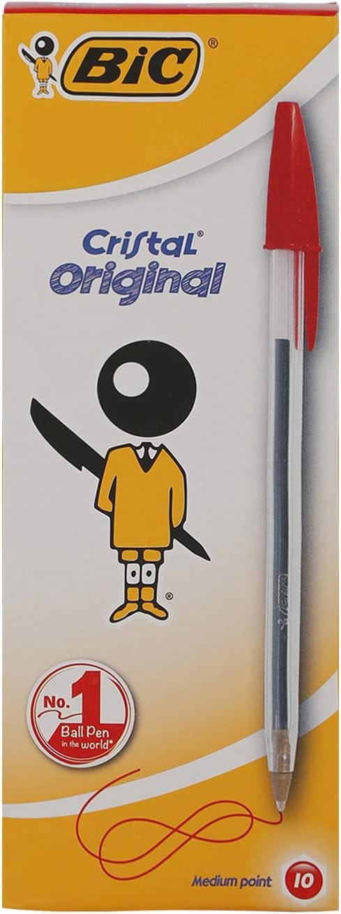 BIC Cristal Original Ballpoint Pen - 10 Pack, Red - Image 1