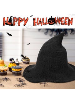 Edoneery Edoneery Halloween Witch Hat for Women Wide Brim Foldable Pointed Cap for Halloween Party Costume Accessory  - Image 5