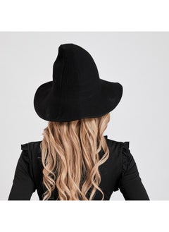 Edoneery Edoneery Halloween Witch Hat for Women Wide Brim Foldable Pointed Cap for Halloween Party Costume Accessory  - Image 4