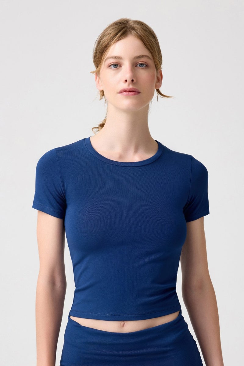 Los Ojos x Melodi Navy Blue Fitted T-Shirt Short Fitted  - Image 1