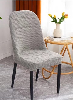 Kutis 4-Piece Modern Simplicity Tartan Stretch Dining Chair Cover Chair Seat Cover Polyester Dark Grey  - Image 1