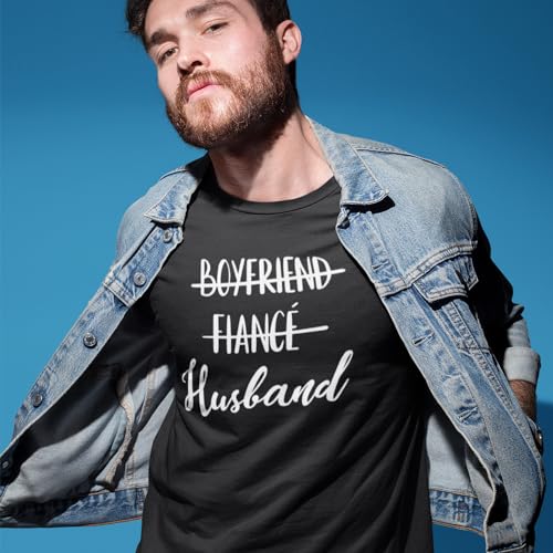 shop4ever Boyfriend Fiance Husband T-Shirt Wedding Shirts X-Large Black 0 - Image 4