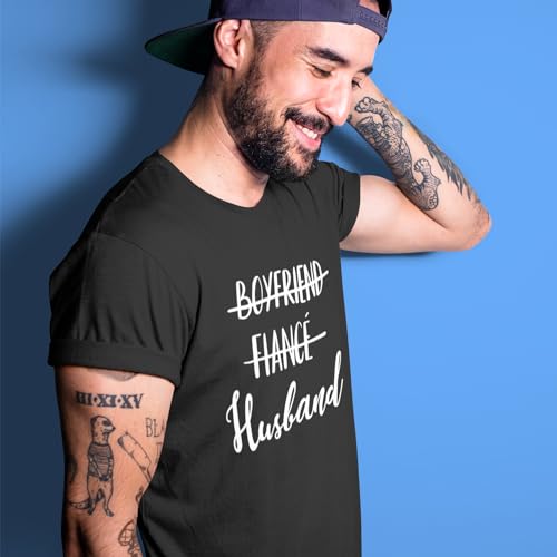 shop4ever Boyfriend Fiance Husband T-Shirt Wedding Shirts X-Large Black 0 - Image 5