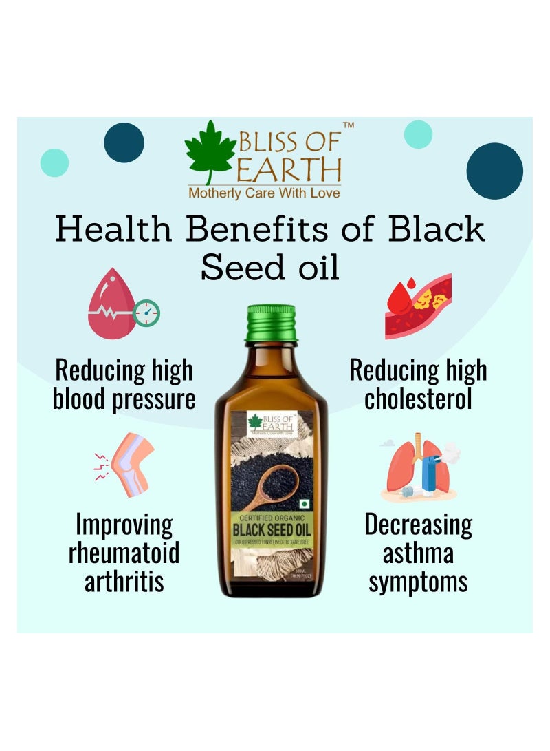 BLISS OF EARTH 500ml Organic Black Seed Kalonji Oil For Eating & Hair Cold pressed & Hexane Free Pack of 2 - Image 4