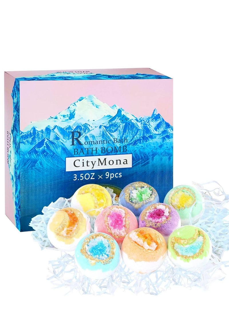 DMG TECH Bath Bomb Gift Set, DMG 9-Pack Natural Organic Bath Bombs, 100g Bath Balls Bubble Bath Salt Balls, Can Moisturize The Skin, with Natural Sea Salt and Essential Oils, for Relaxation and Stress Relief  - Image 1