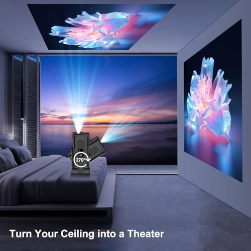 BIGASUO Digital Hy320 Mini Portable Projector-5G WiFi 6,Bluetooth 5.0 and Android 11,Support 4K and 1080P Full Hd,12,000 Lumens,Led Projector with 4D/4P Auto Correction,180° Rotation,Electronic Zoom (BG08) - Image 2