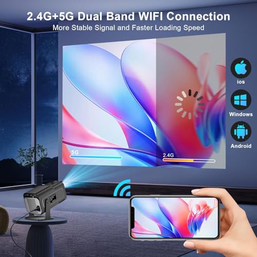 BIGASUO Digital Hy320 Mini Portable Projector-5G WiFi 6,Bluetooth 5.0 and Android 11,Support 4K and 1080P Full Hd,12,000 Lumens,Led Projector with 4D/4P Auto Correction,180° Rotation,Electronic Zoom (BG08) - Image 5