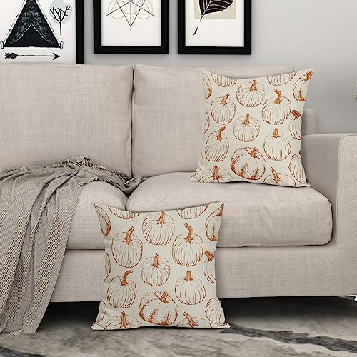 Aytipun Fall Pillow Covers 18x18 Set of 2 Burnt Orange Pumpkin Autumn Thanksgiving Harvest Decorative Throw Pillows Outdoor Cushion Case Sofa Couch Bed Decor - Image 3
