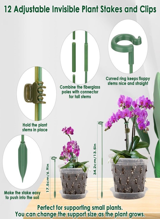 Jollidecor 12 Orchid Pots with Holes and Saucers for Repotting, 4" 5" 5.6" 6" Clear Orchid Pot with Green Orchid Stick Clip, Breathable Slotted Plastic Orchid Planter with Drainage for Root Health Indoor Outdoor - Image 5
