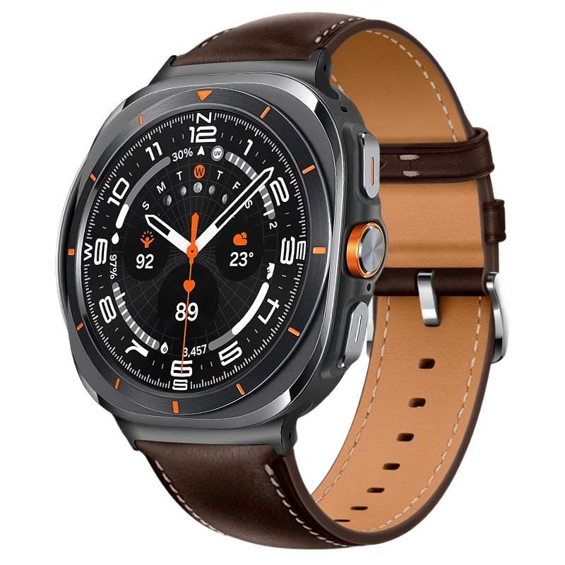 سوار ساعة ذكية سوار جلدي كلاسيكي متوافق باللون بني قابل للتعديل مع Samsung Galaxy Watch Ultra بملاءمة قابلة للتعديل وحزام بديل للاستخدام اليومي للاستخدام المنزلي للسفر خفيف الحمل - Image 1