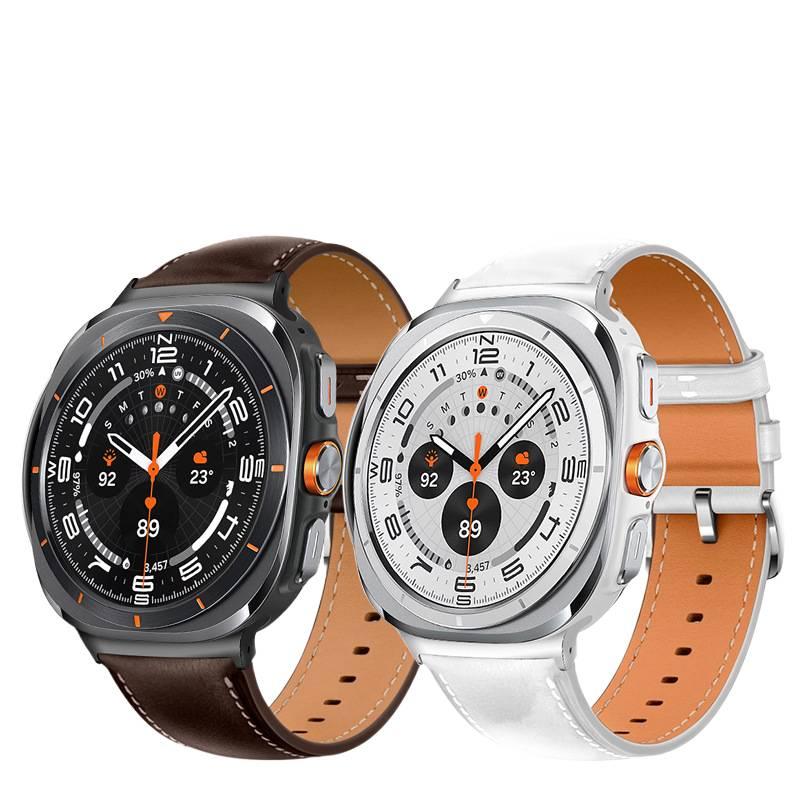 سوار ساعة ذكية سوار جلدي كلاسيكي متوافق باللون بني قابل للتعديل مع Samsung Galaxy Watch Ultra بملاءمة قابلة للتعديل وحزام بديل للاستخدام اليومي للاستخدام المنزلي للسفر خفيف الحمل - Image 2