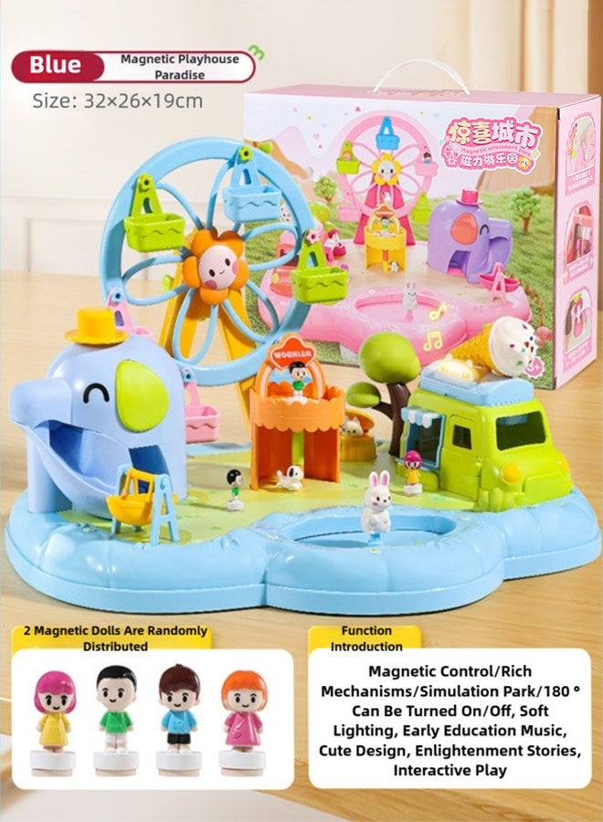 Magnetic Dream Playground Doll House Interactive Educational Playset for Girls 3+ Years Old DIY Assembly Creative Pretend Play Birthday & Eid Gift Kids Play House Toy - Image 1