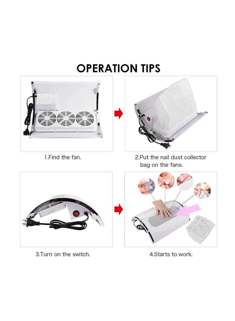 Nail Dust Collector, Vacuum Dust Extractor for Poly Nail and Acrylic, Nail Dust Vacuum Cleaner with Fan for Manicure, - Image 2