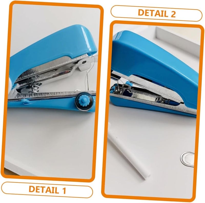 4 قطع مجموعة ماكينة خياطة محمولة صغيرة للاستخدام أثناء السفر وإصلاحات المنزل باللون الأزرق والأبيض والأحمر والوردي - Image 4