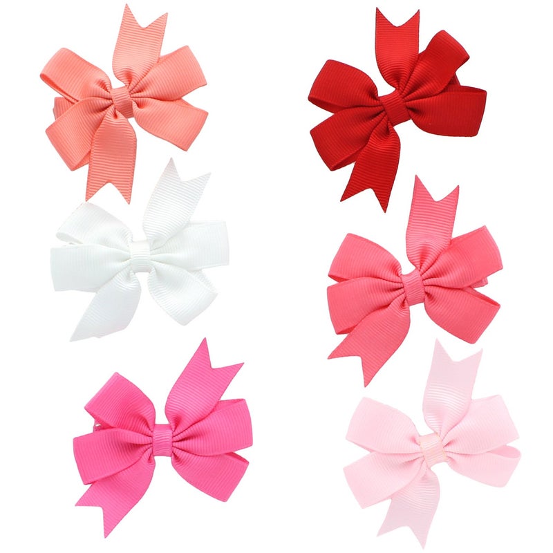 My Lello Small 25 Ribbon Hairbow Boutique Pinwheel Mixed Variety 6 Pack Light CoralWhiteHot PinkRedCoral RoseLight Pink