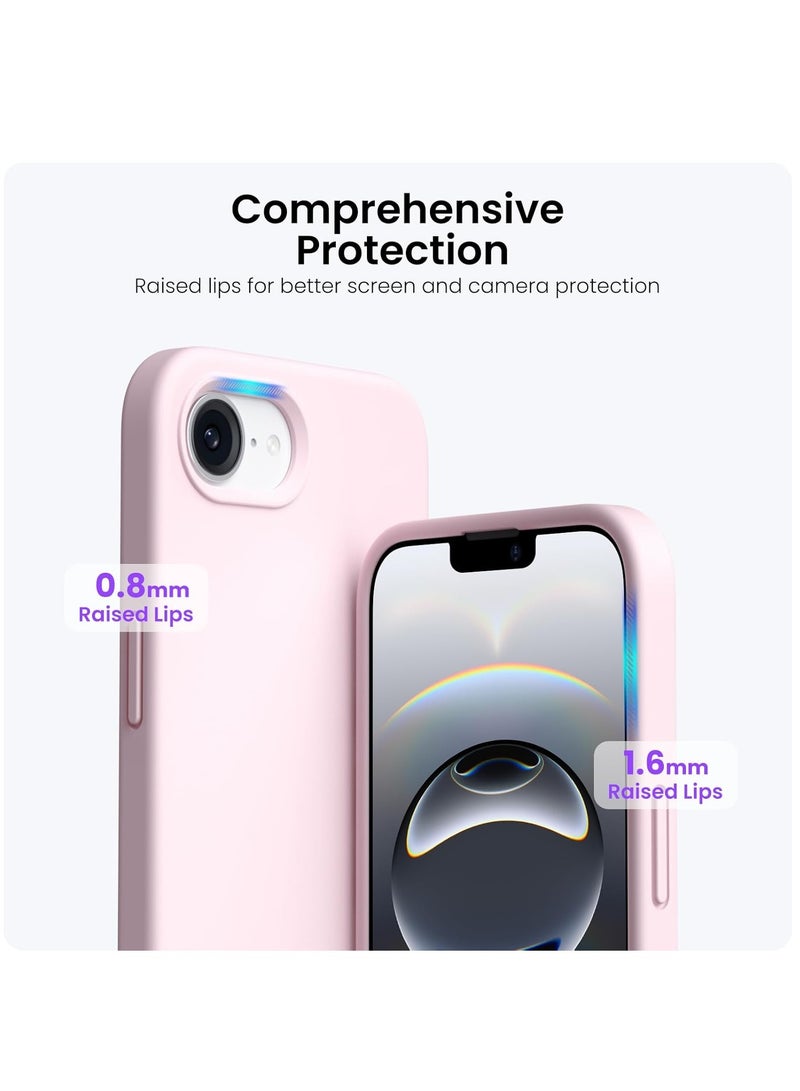 ميجوفاست جراب iPhone 16e مقاس 6.1 بوصة (2025)، جراب هاتف من السيليكون السائل بثلاث طبقات مغطى بالكامل بجل ناعم من المطاط، غطاء واقٍ مقاوم للصدمات مع بطانة من الألياف الدقيقة المضادة للخدش - وردي طباشيري - Image 2