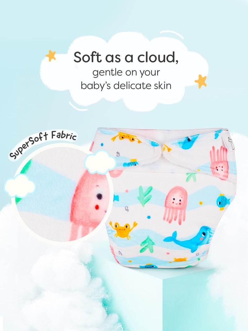 SuperBottoms Freesize UNO SuperSoft Cloth Diaper (with Velcro) | Reusable, Adjustable Cloth Diaper for Babies | Dry Feel Comfort | Fits from 3 Months to 3 Years | Washable & Rash-Free | Bubble Buddies - Image 5